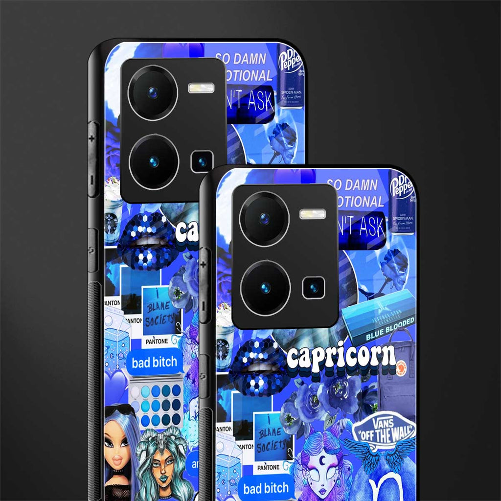 capricorn aesthetic collage back phone cover | glass case for vivo y35 4g