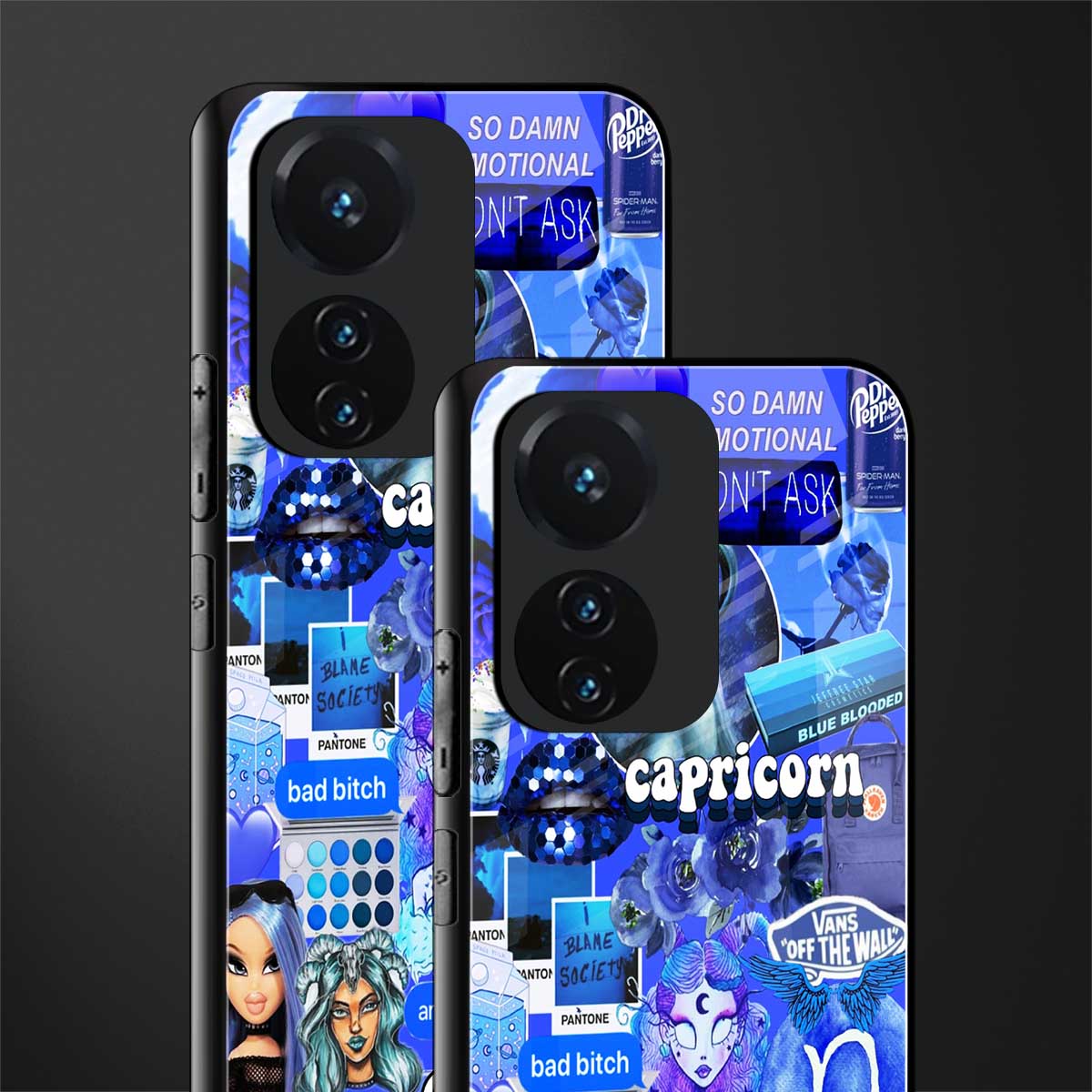 capricorn aesthetic collage back phone cover | glass case for vivo t1 44w 4g
