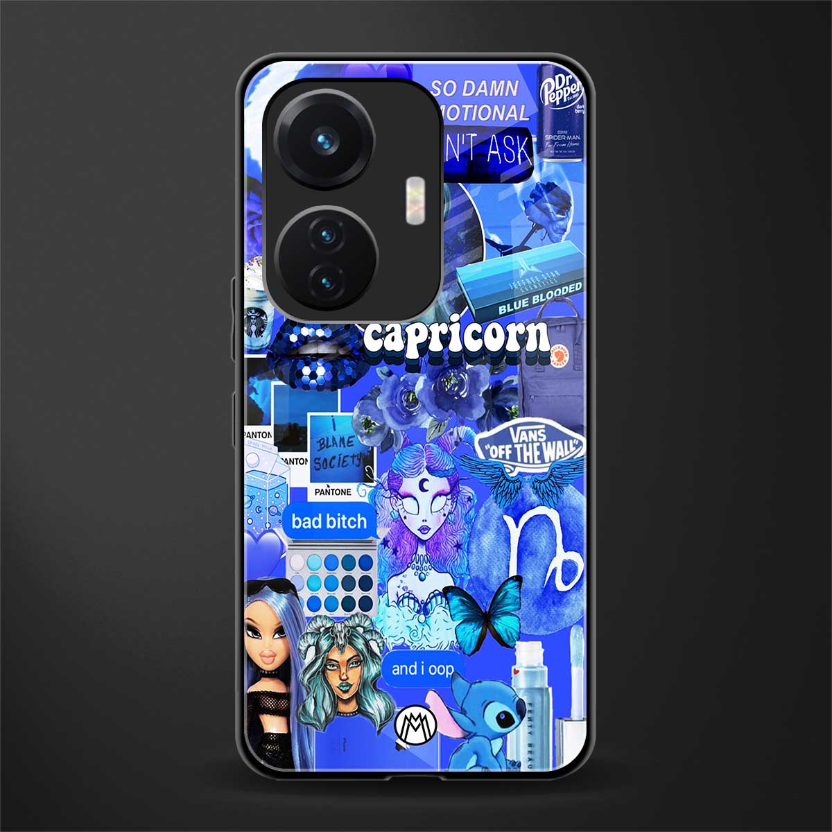 capricorn aesthetic collage back phone cover | glass case for vivo t1 44w 4g