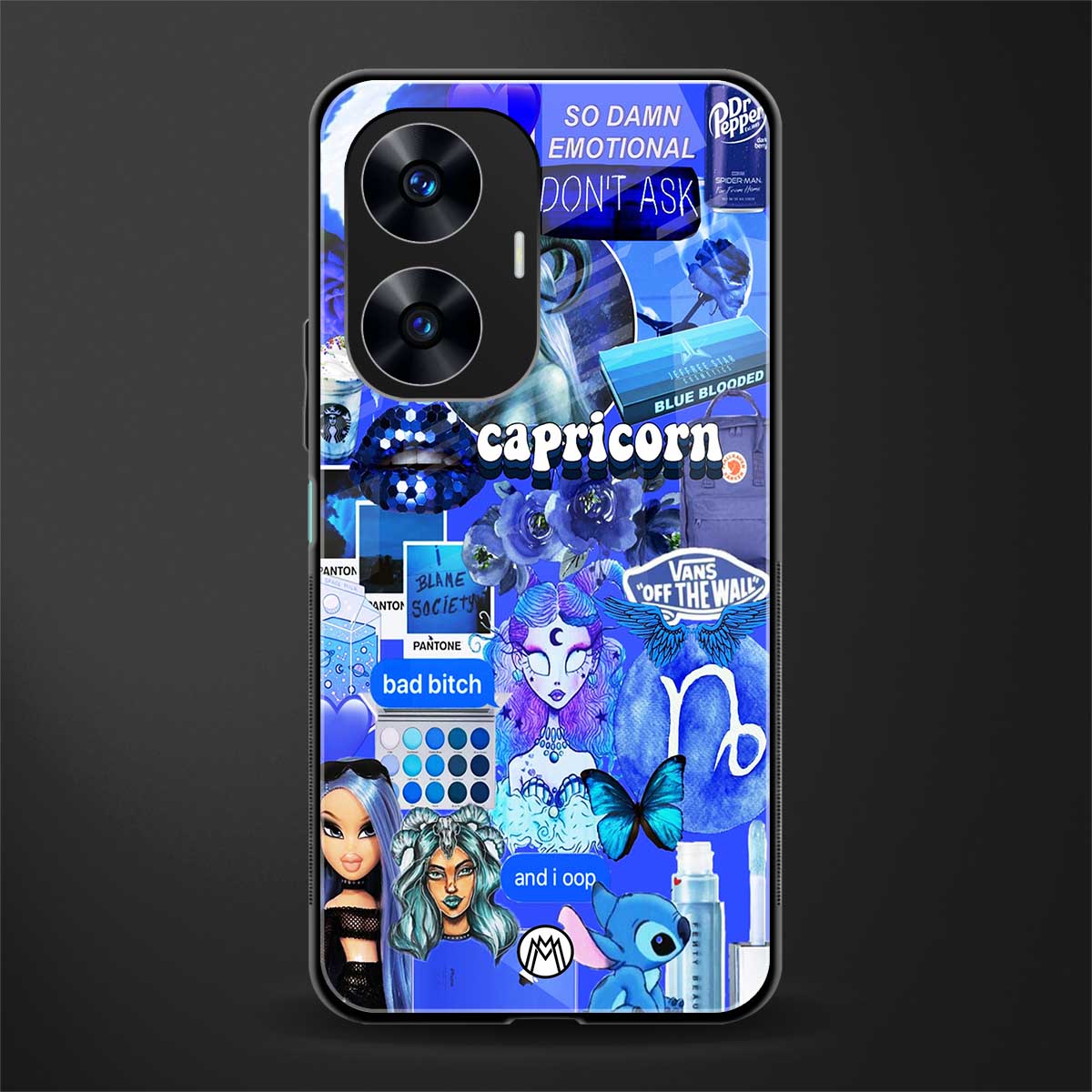 capricorn aesthetic collage back phone cover | glass case for realme c55