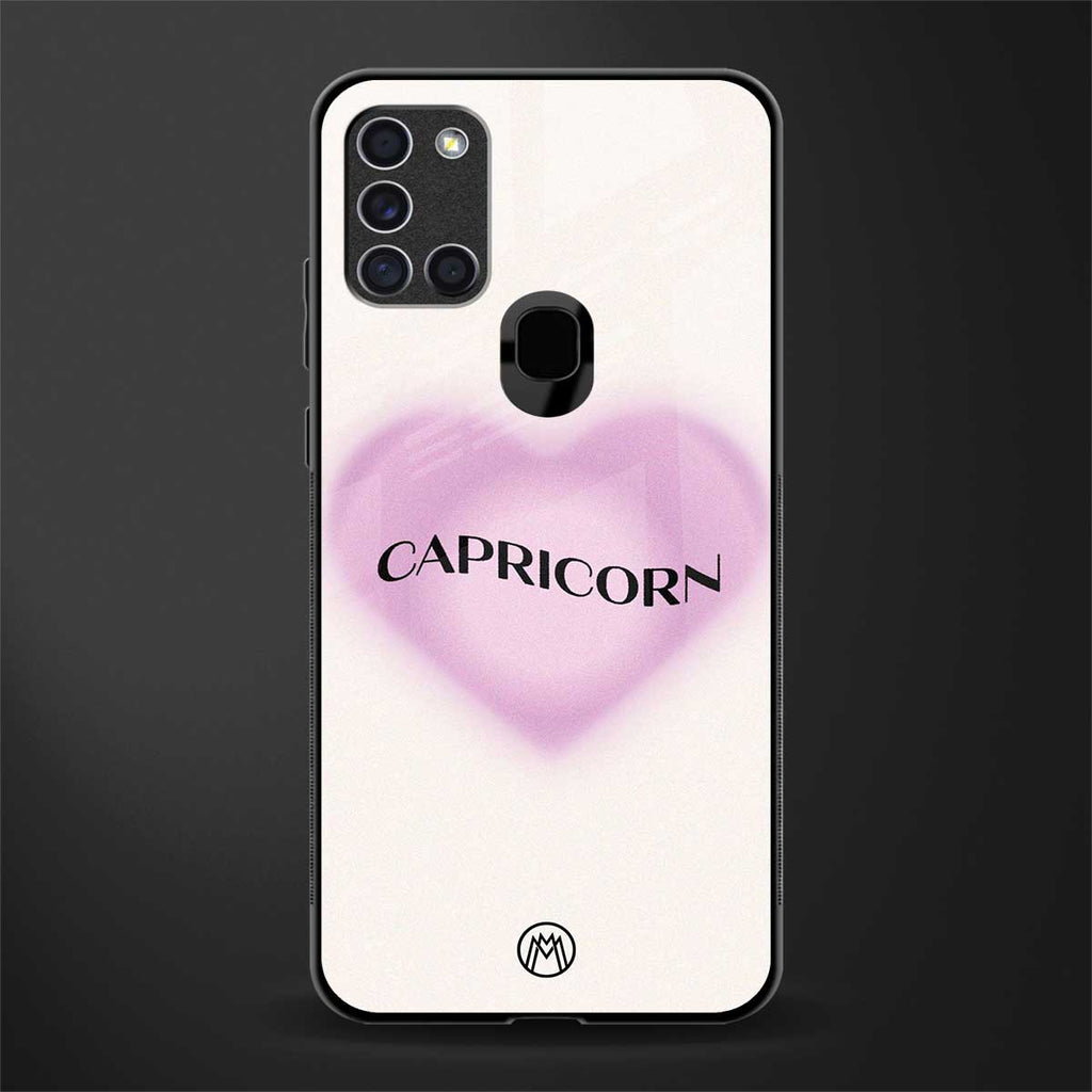 capricorn minimalistic glass case for samsung galaxy a21s image
