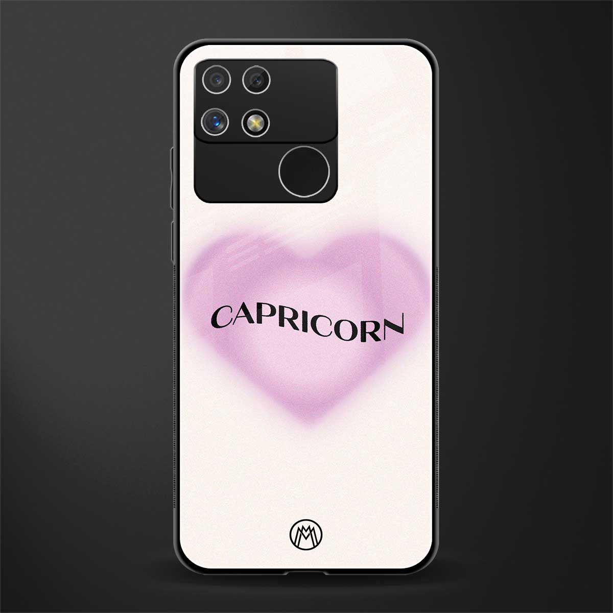 capricorn minimalistic back phone cover | glass case for realme narzo 50a