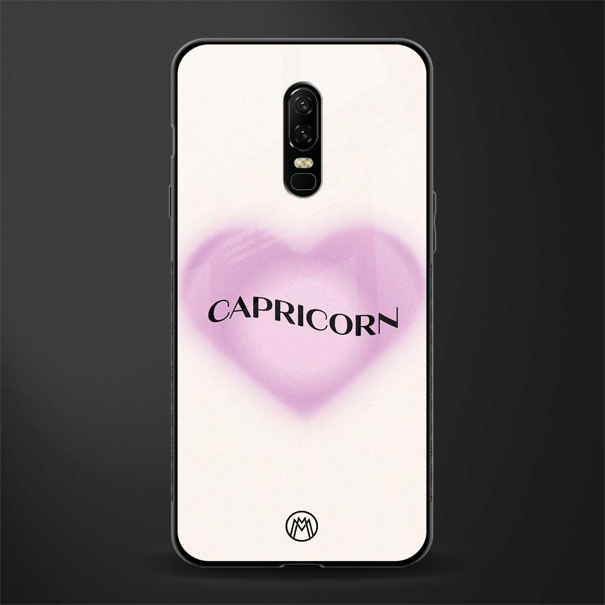 capricorn minimalistic glass case for oneplus 6 image