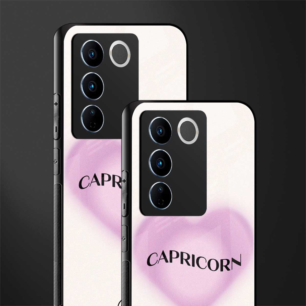 capricorn minimalistic back phone cover | glass case for vivo v27 pro 5g