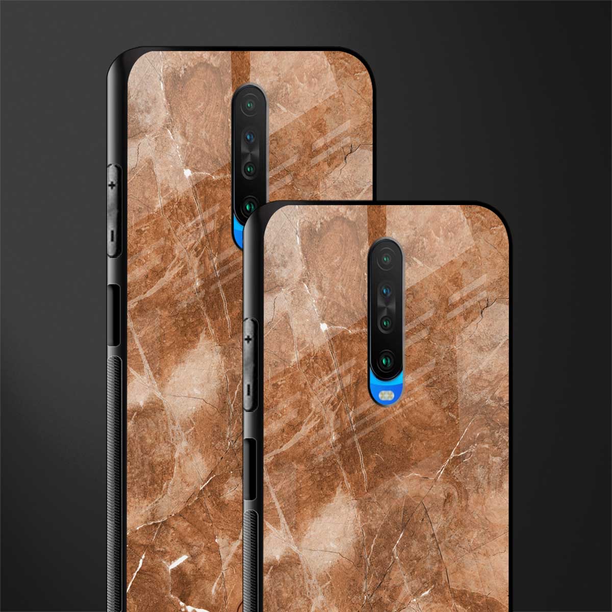 caramel brown marble glass case for poco x2 image-2