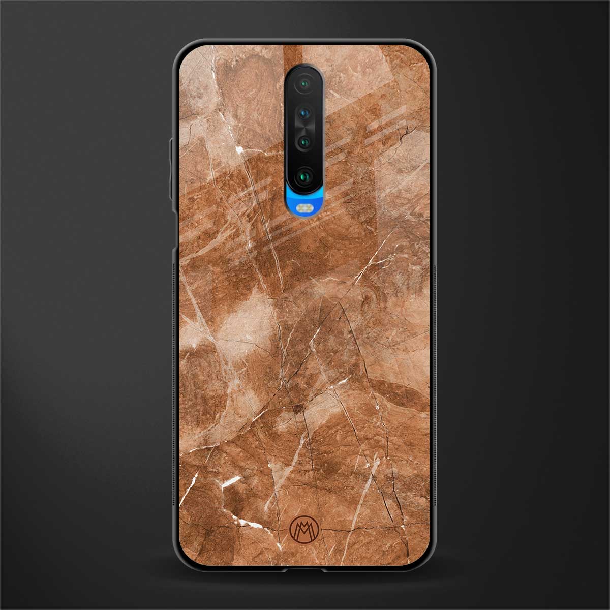 caramel brown marble glass case for poco x2 image