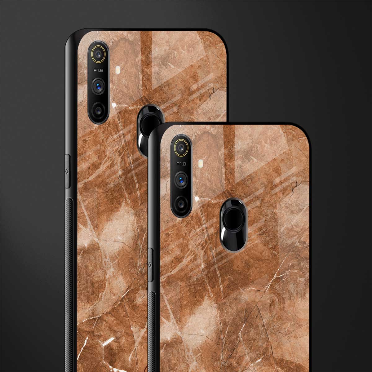 caramel brown marble glass case for realme narzo 20a image-2
