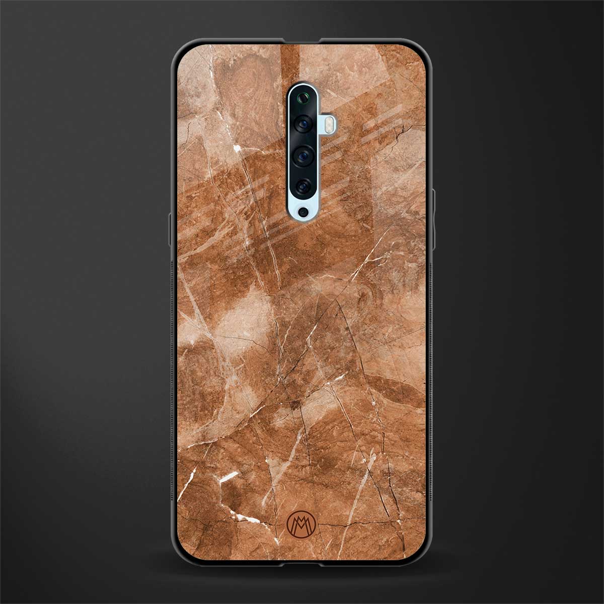caramel brown marble glass case for oppo reno 2f image
