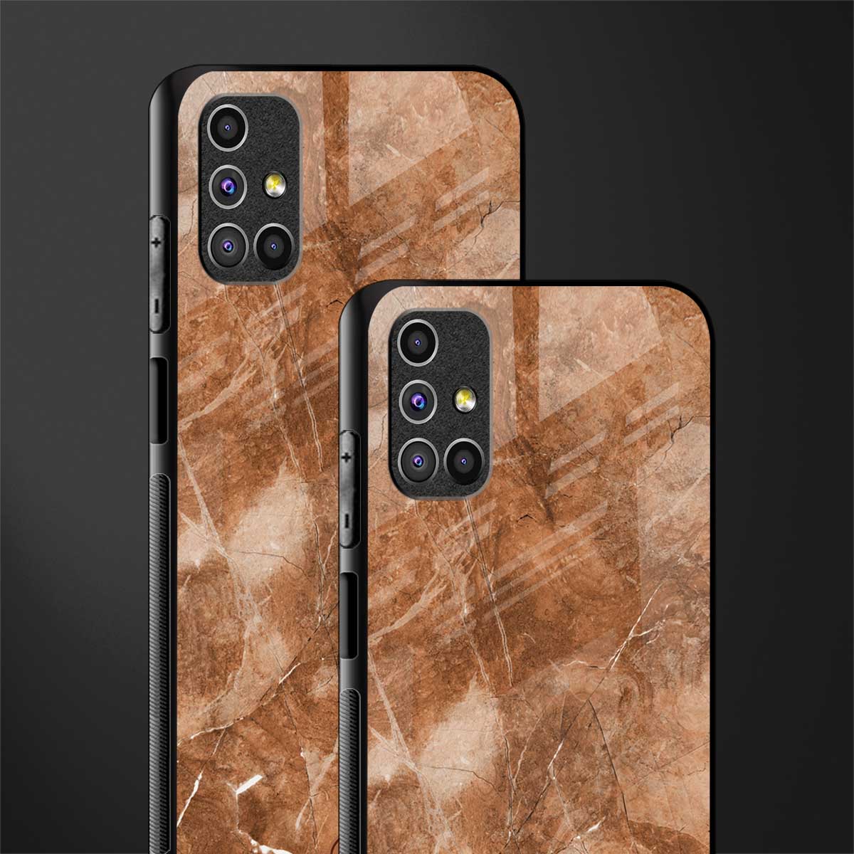 caramel brown marble glass case for samsung galaxy m31s image-2