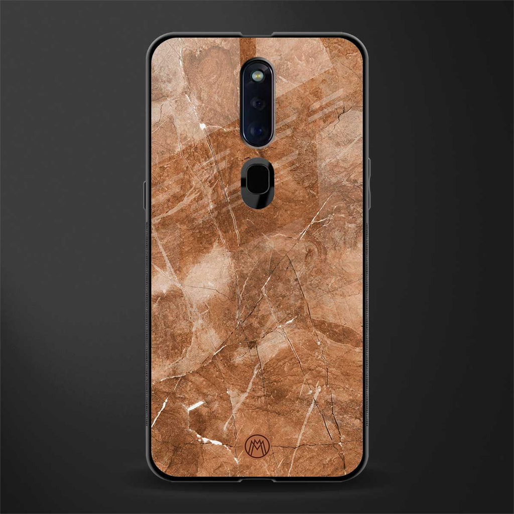 caramel brown marble glass case for oppo f11 pro image