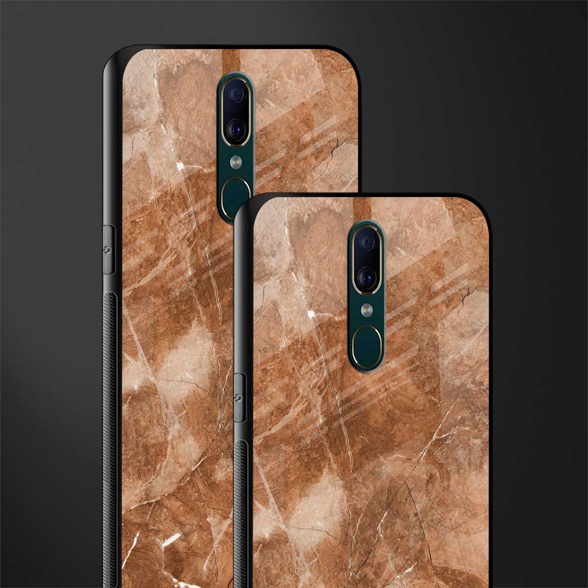 caramel brown marble glass case for oppo f11 image-2