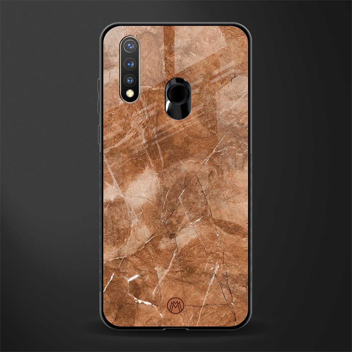 caramel brown marble glass case for vivo y19 image