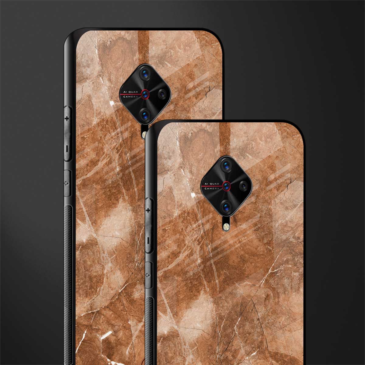 caramel brown marble glass case for vivo s1 pro image-2