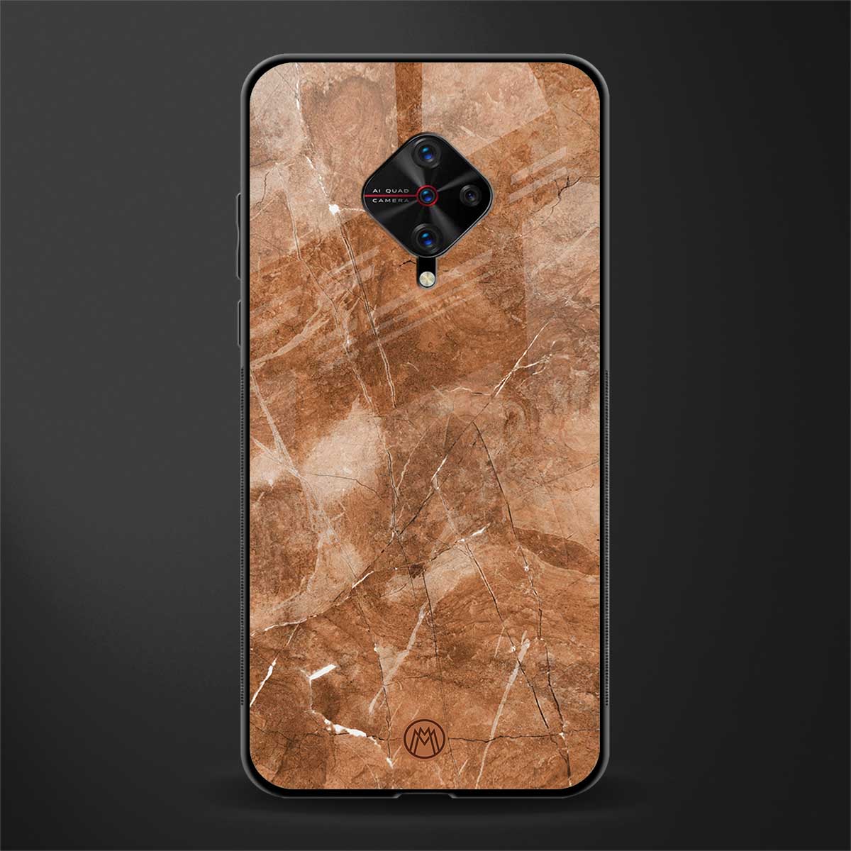 caramel brown marble glass case for vivo s1 pro image