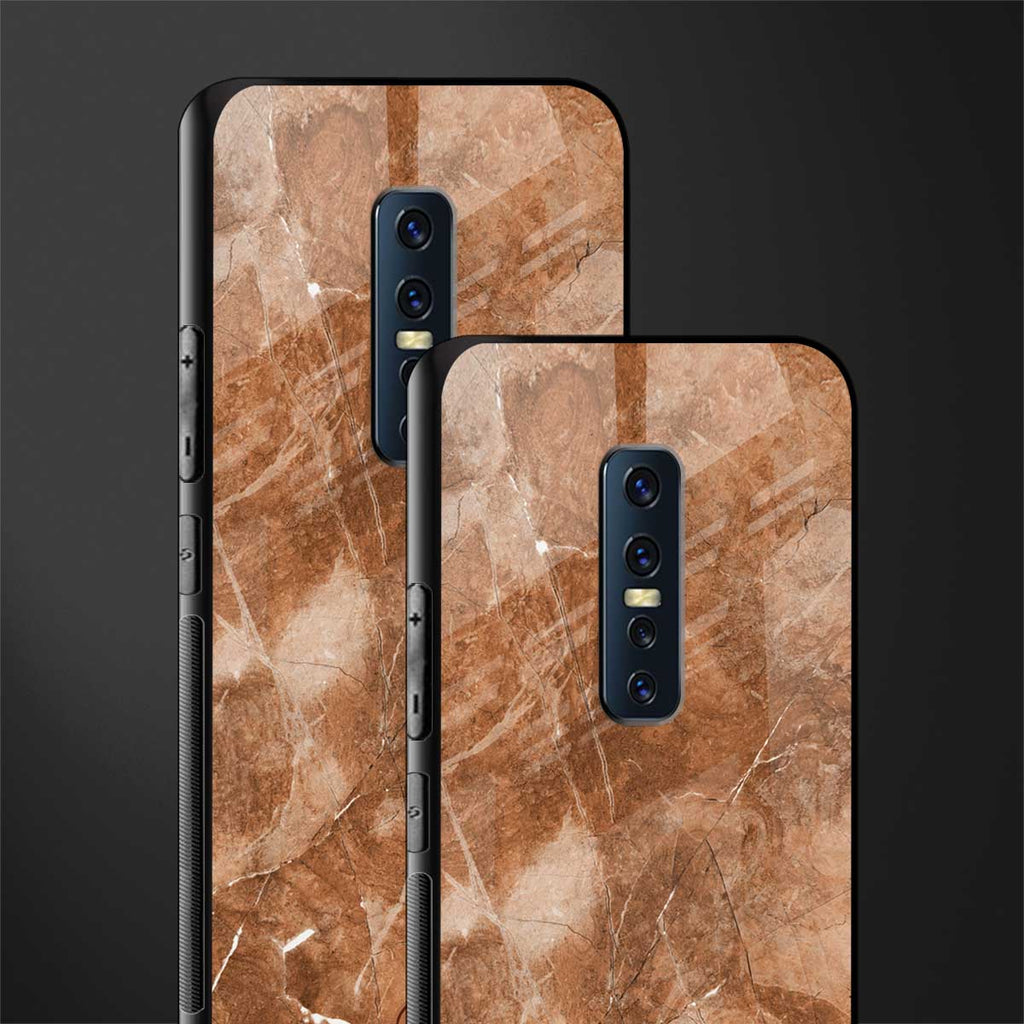 caramel brown marble glass case for vivo v17 pro image-2