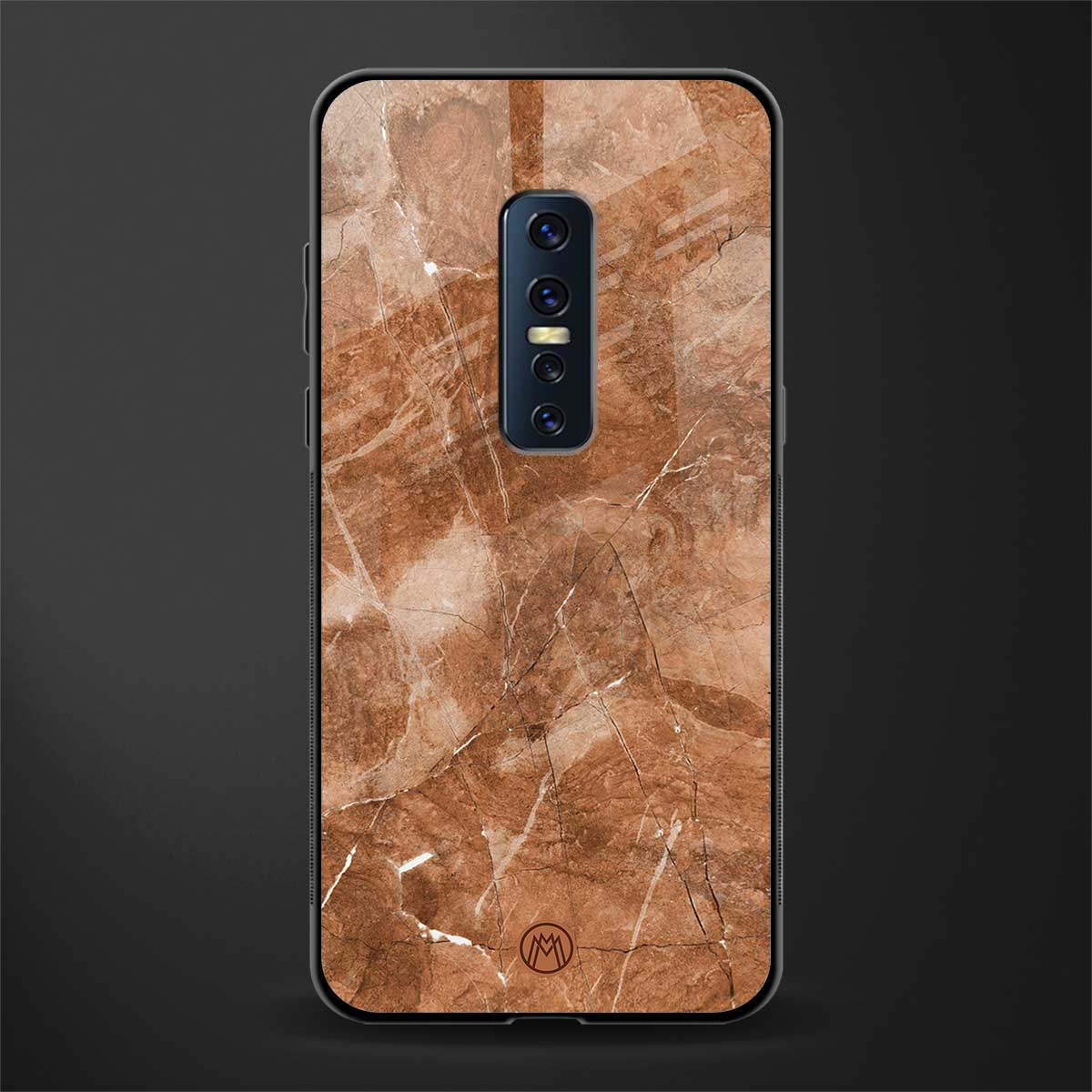 caramel brown marble glass case for vivo v17 pro image