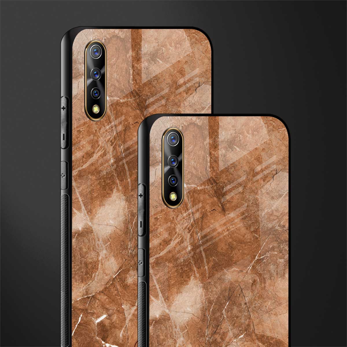 caramel brown marble glass case for vivo s1 image-2