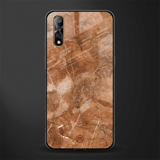 caramel brown marble glass case for vivo s1 image