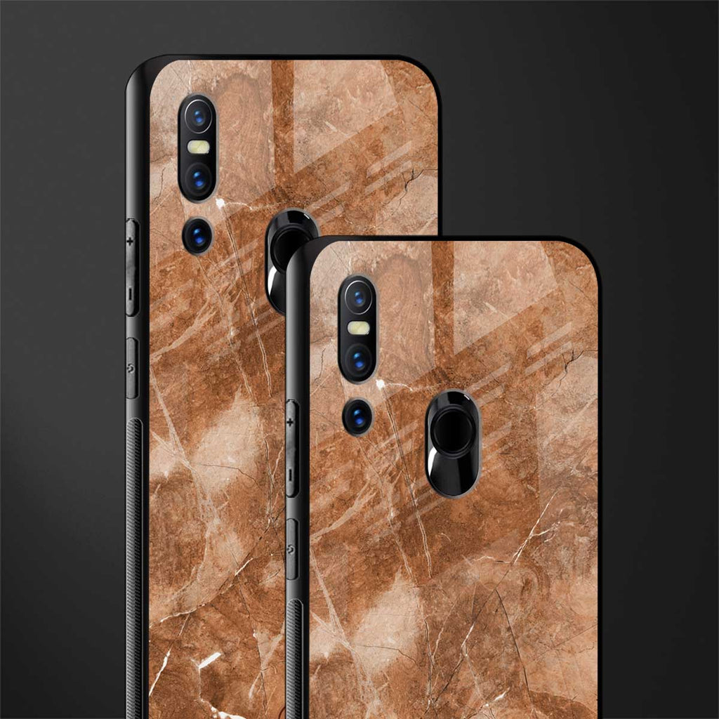 caramel brown marble glass case for vivo v15 image-2