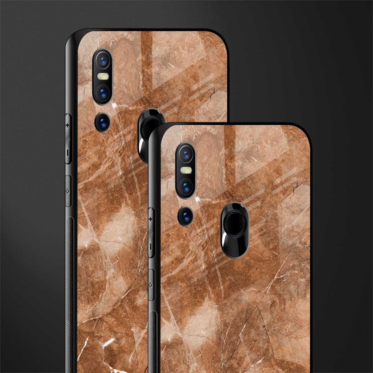 caramel brown marble glass case for vivo v15 image-2