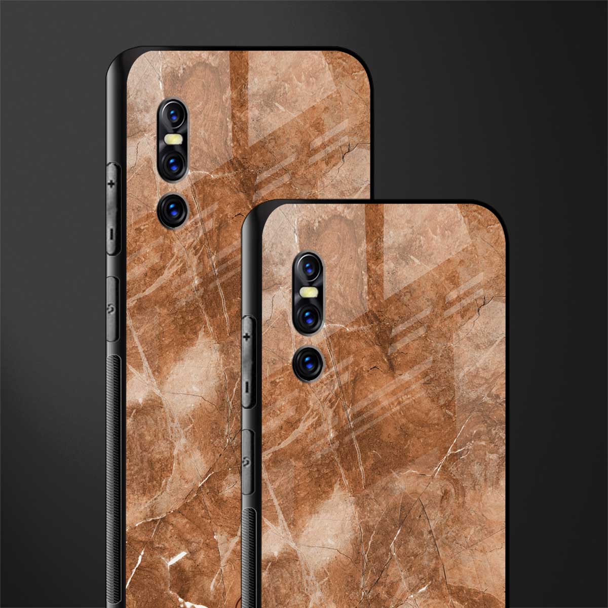 caramel brown marble glass case for vivo v15 pro image-2