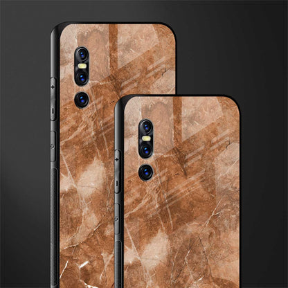 caramel brown marble glass case for vivo v15 pro image-2
