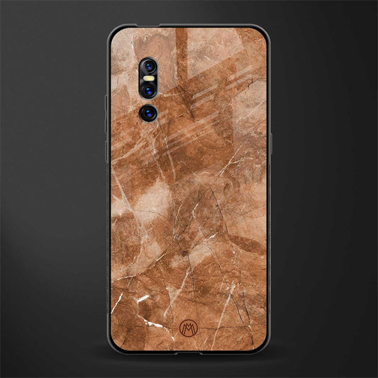 caramel brown marble glass case for vivo v15 pro image