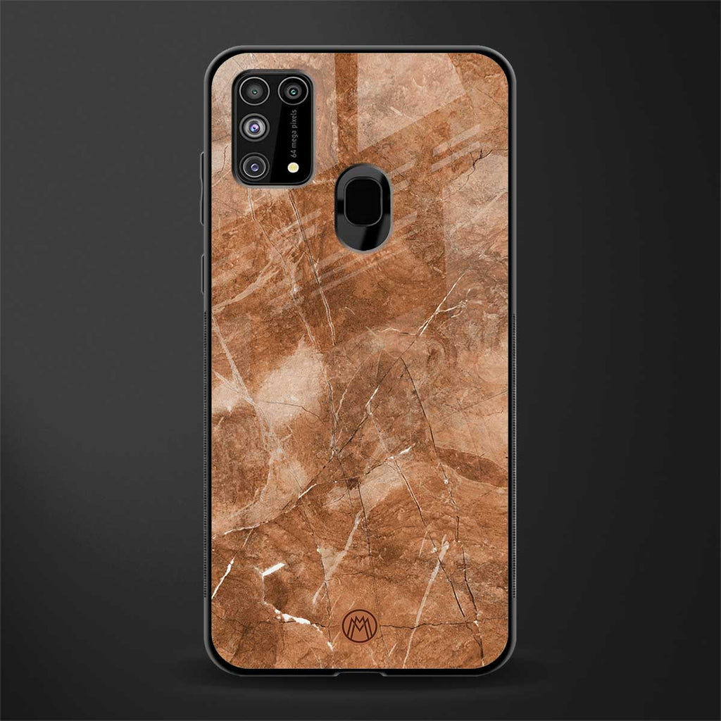 caramel brown marble glass case for samsung galaxy f41 image