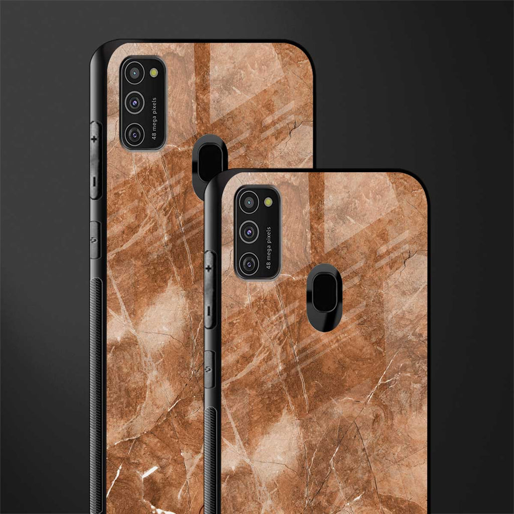 caramel brown marble glass case for samsung galaxy m30s image-2