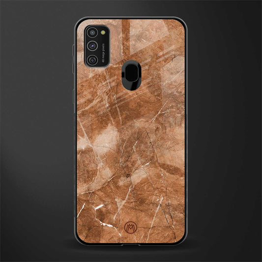 caramel brown marble glass case for samsung galaxy m21 image
