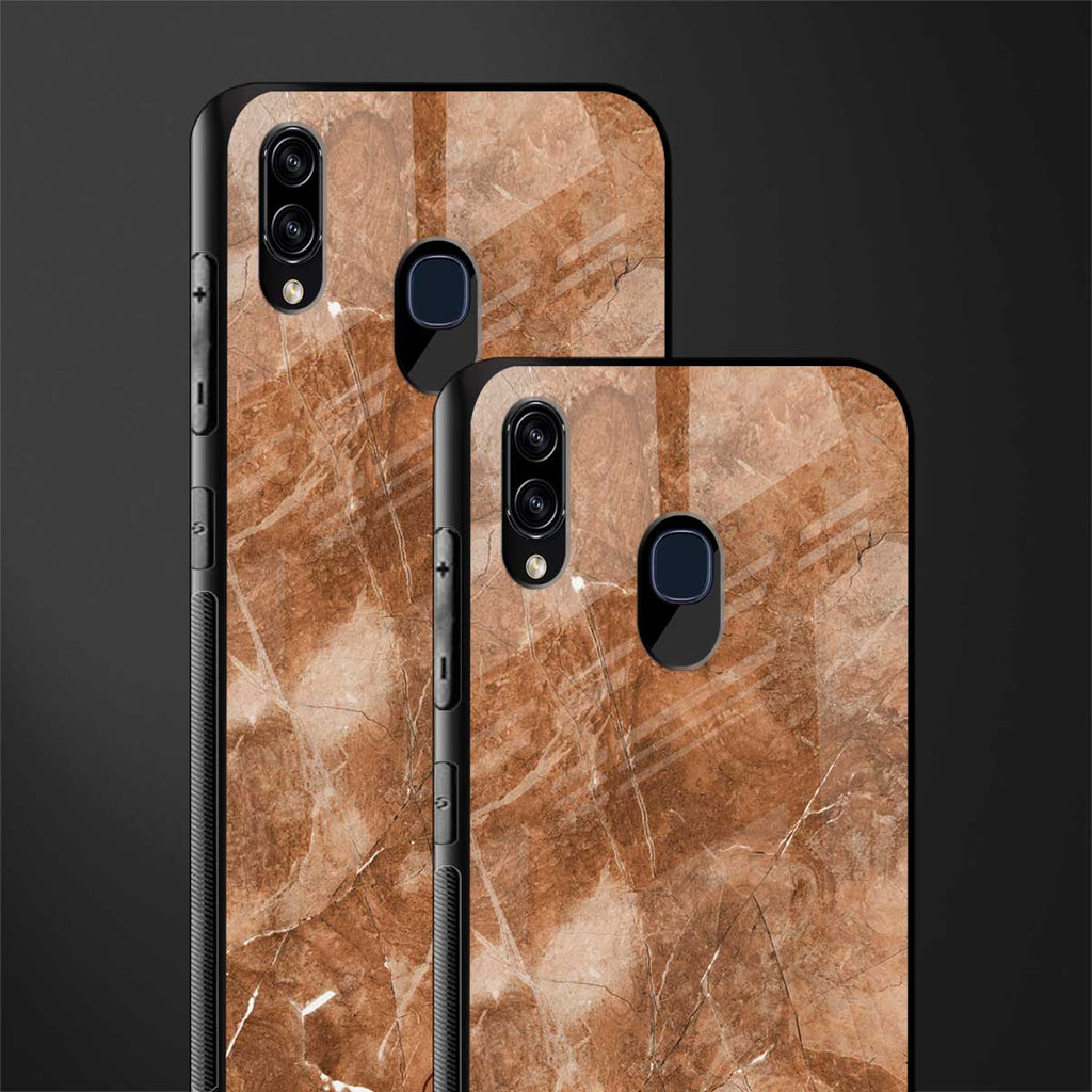 caramel brown marble glass case for samsung galaxy a20 image-2