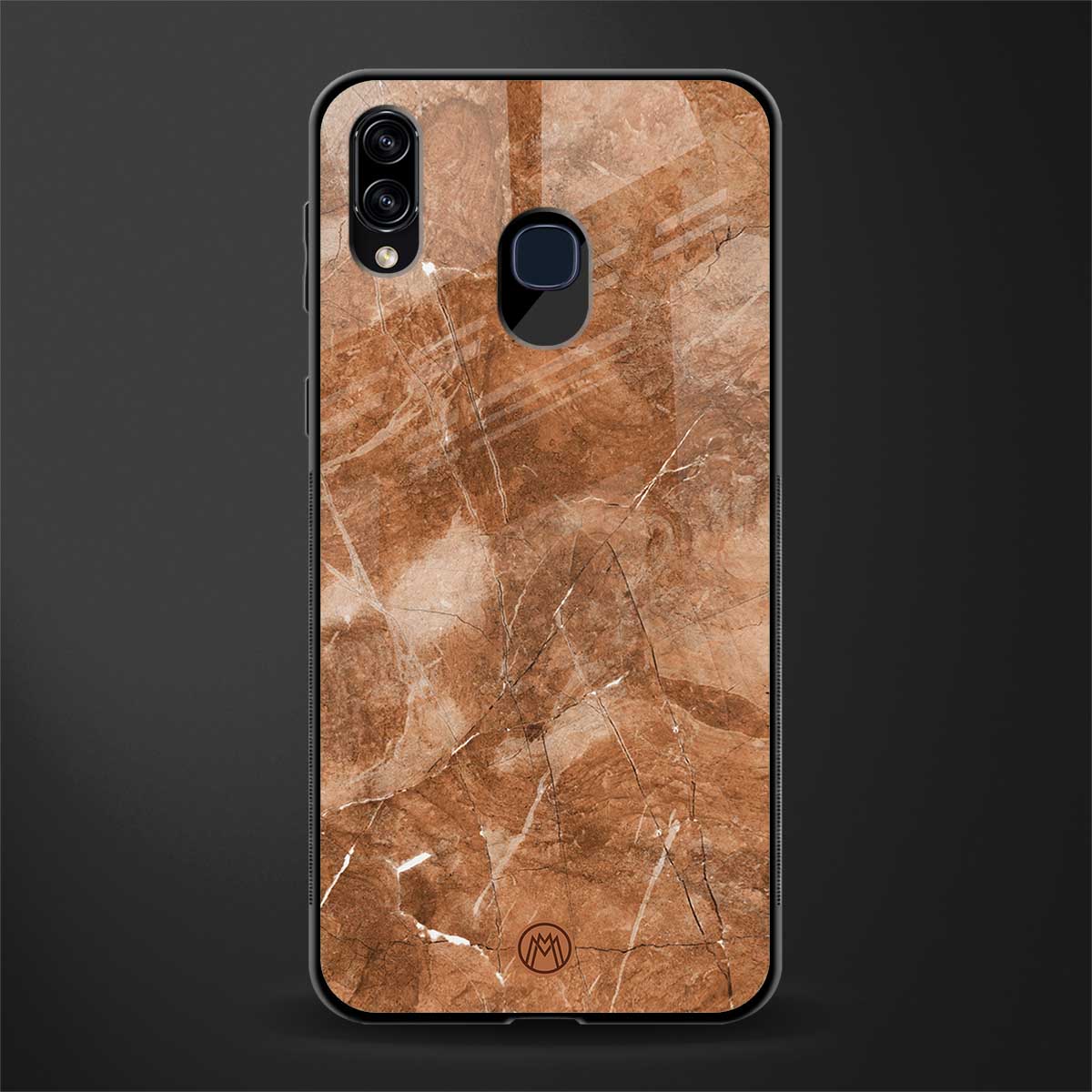 caramel brown marble glass case for samsung galaxy a20 image