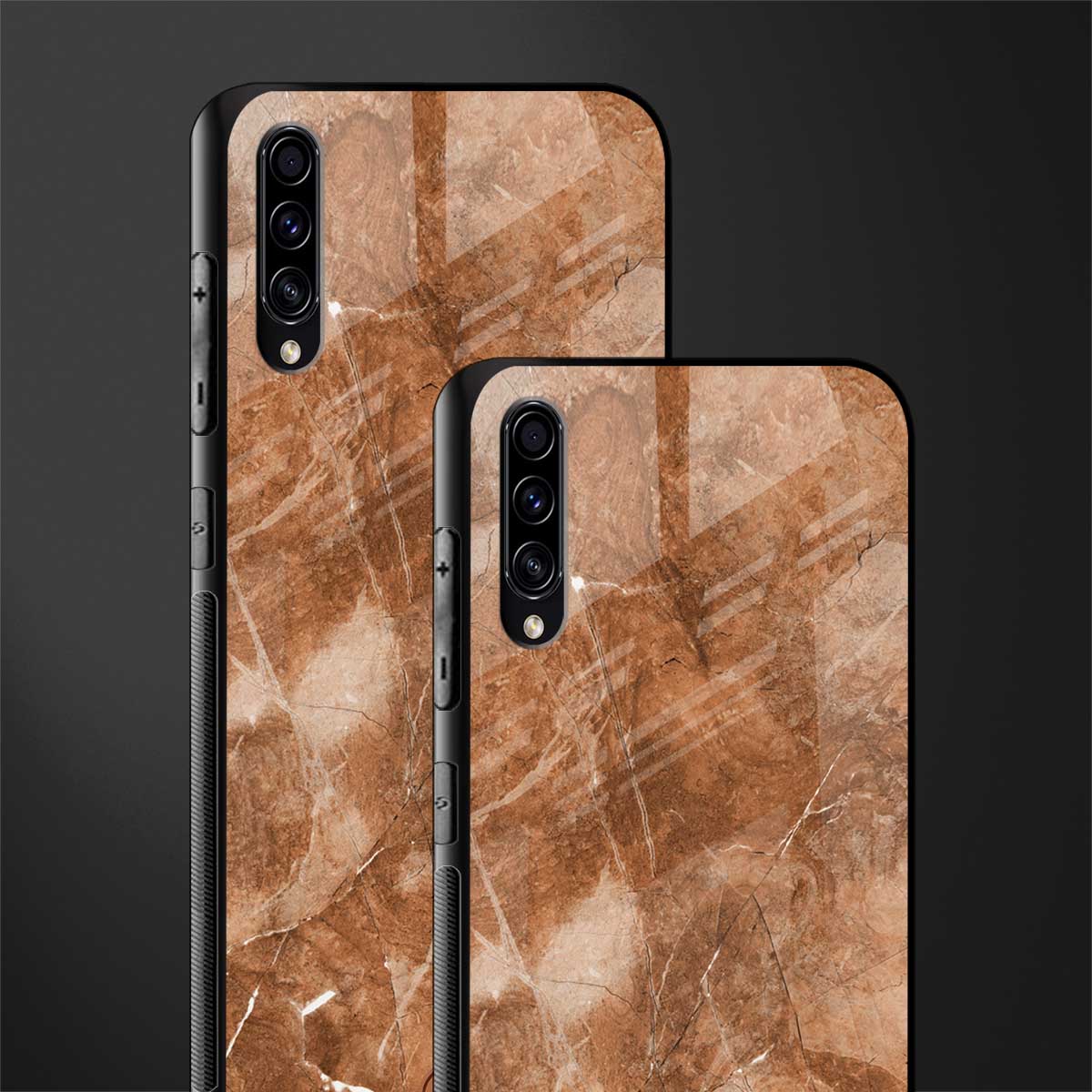 caramel brown marble glass case for samsung galaxy a70 image-2