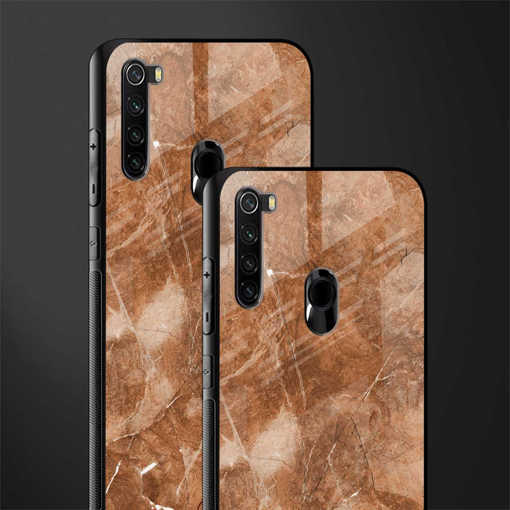 caramel brown marble glass case for redmi note 8 image-2