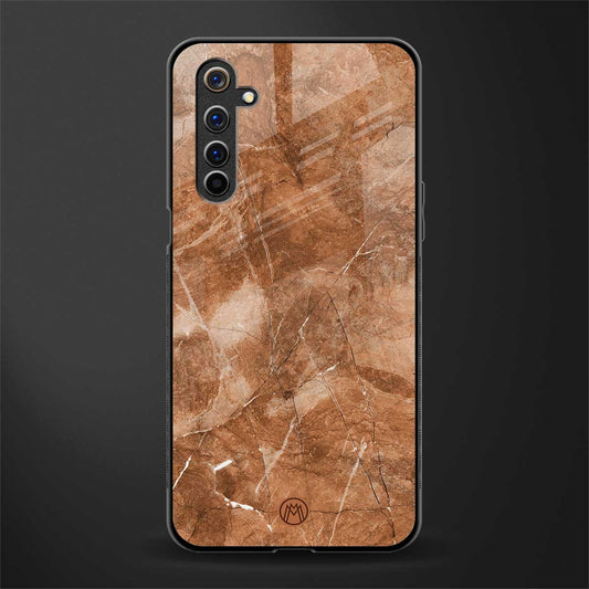 caramel brown marble glass case for realme 6i image