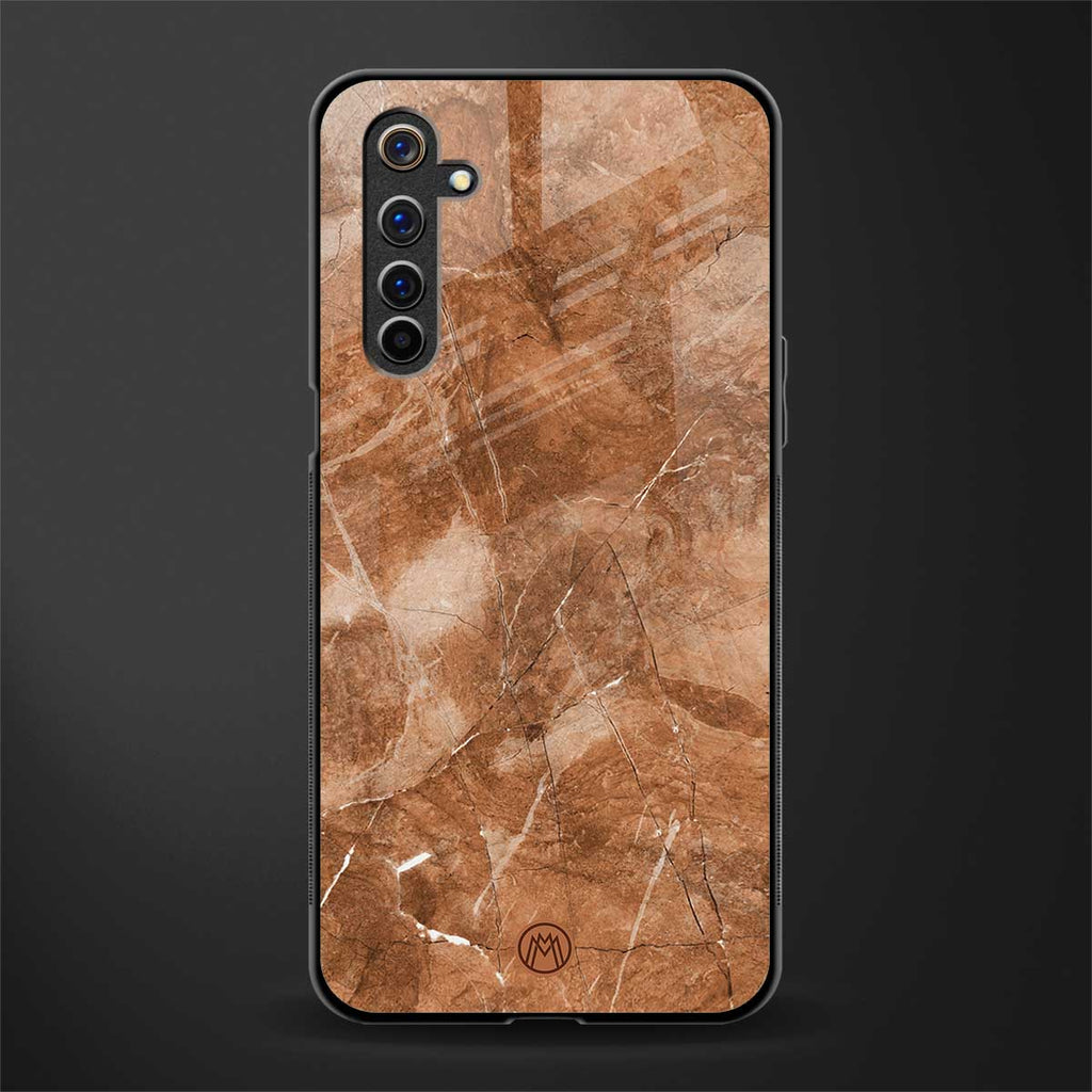 caramel brown marble glass case for realme 6 pro image
