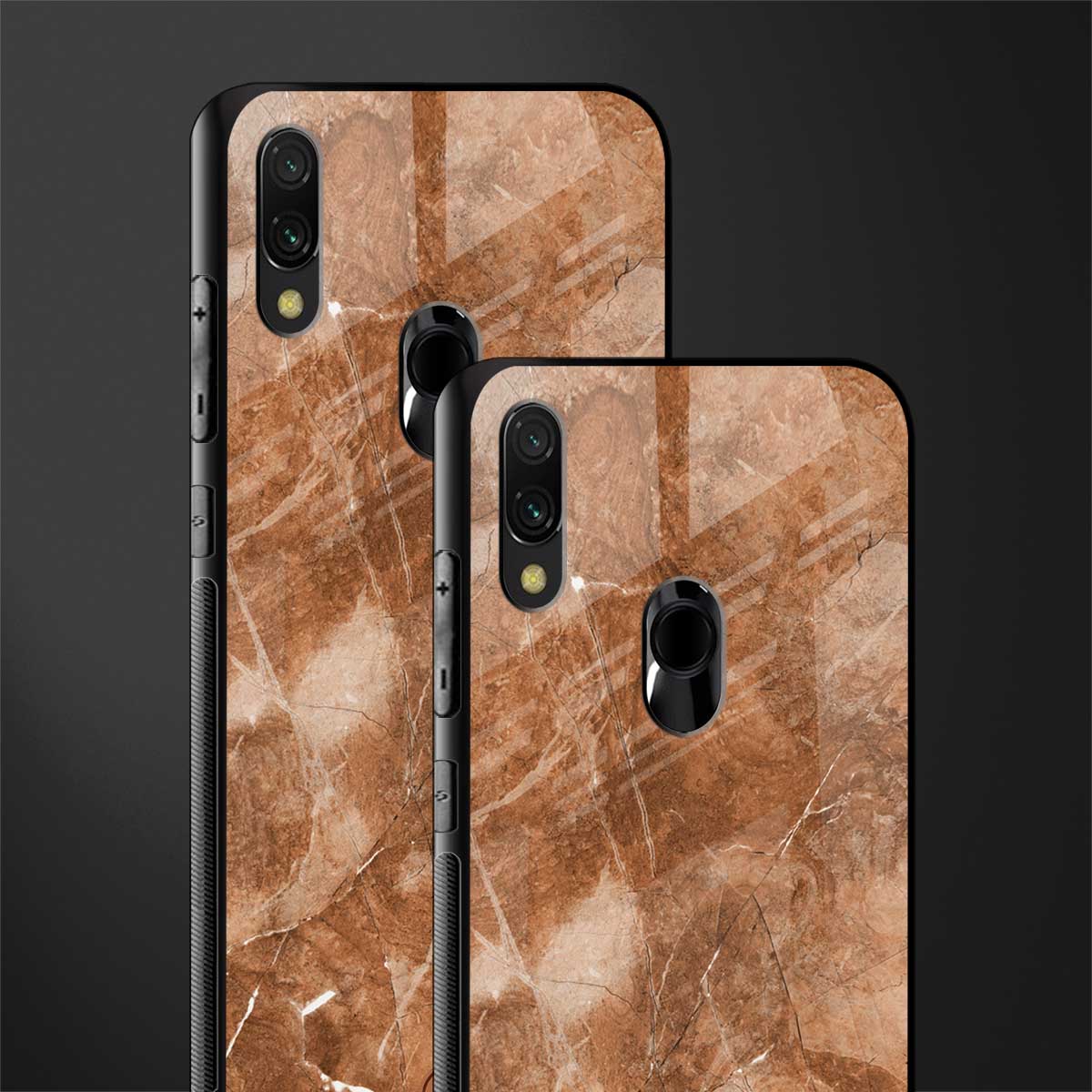 caramel brown marble glass case for redmi note 7 image-2