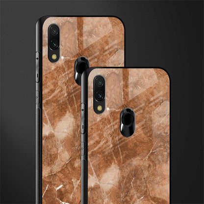 caramel brown marble glass case for redmi note 7s image-2