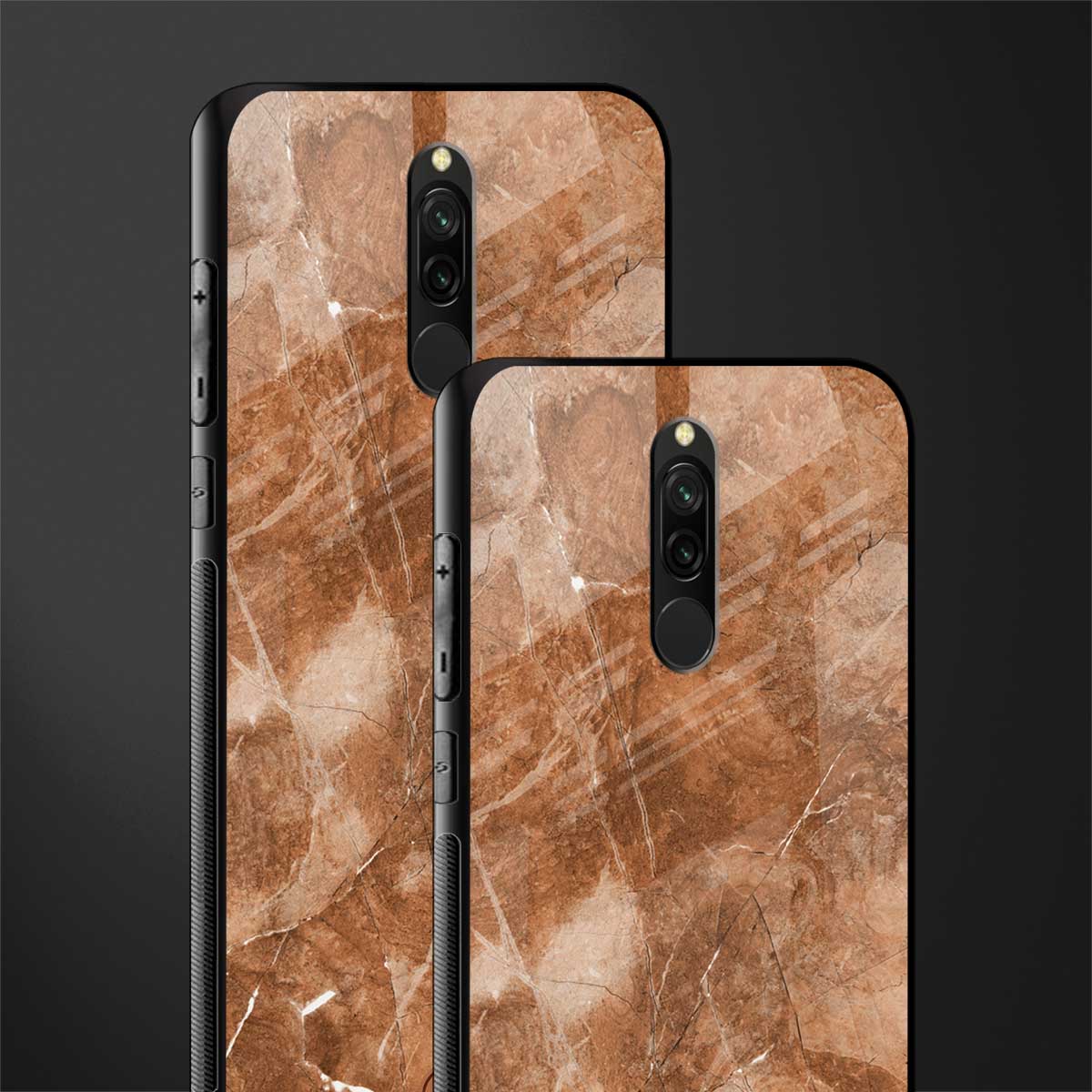 caramel brown marble glass case for redmi 8 image-2