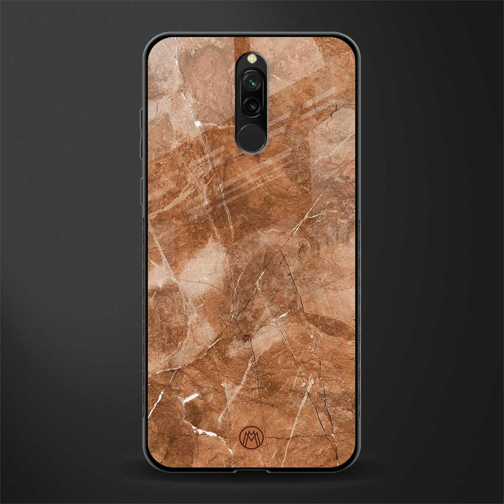 caramel brown marble glass case for redmi 8 image