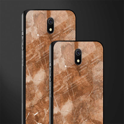 caramel brown marble glass case for redmi 8a image-2
