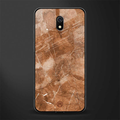 caramel brown marble glass case for redmi 8a image