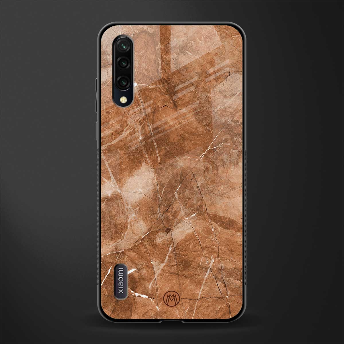 caramel brown marble glass case for mi a3 redmi a3 image