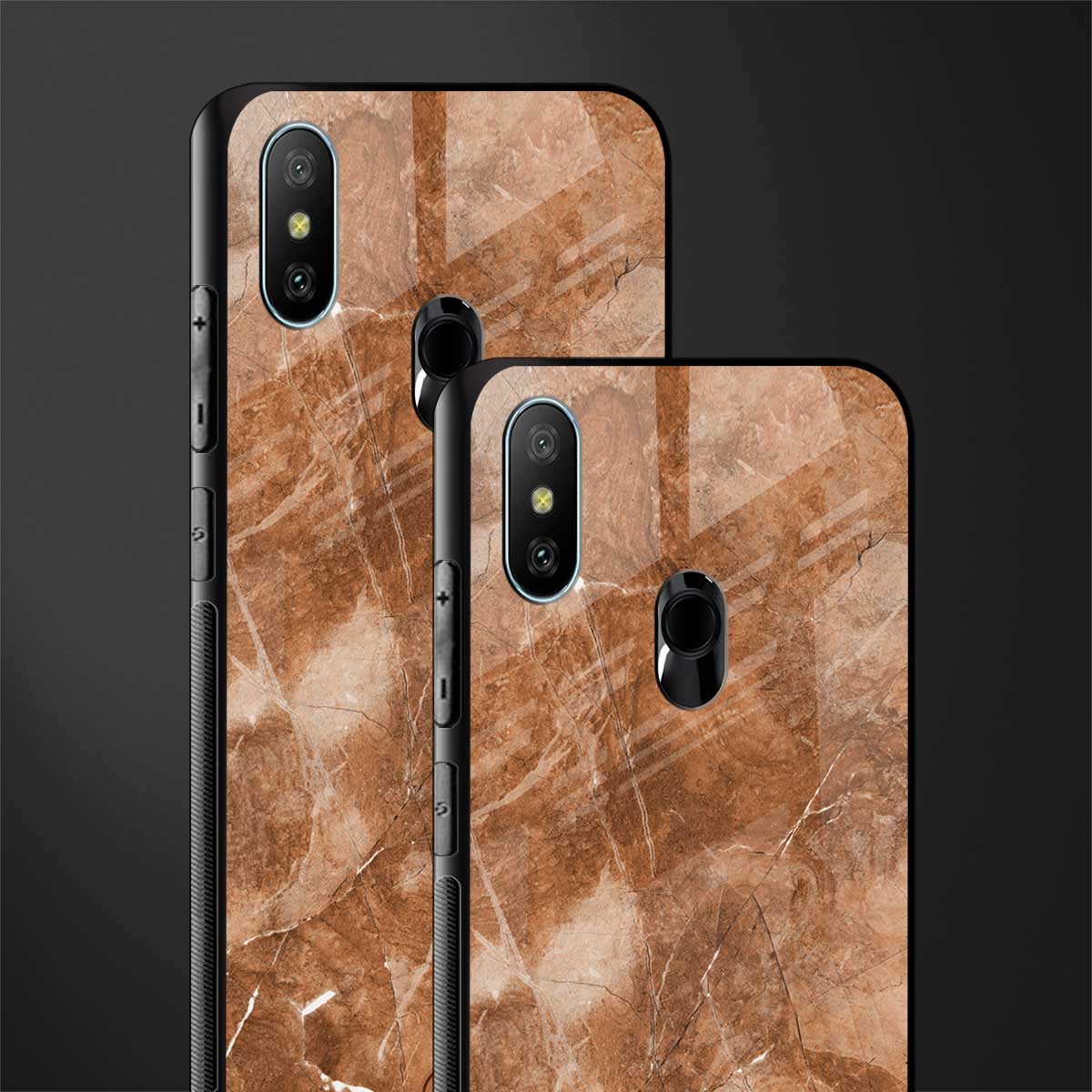 caramel brown marble glass case for redmi 6 pro image-2
