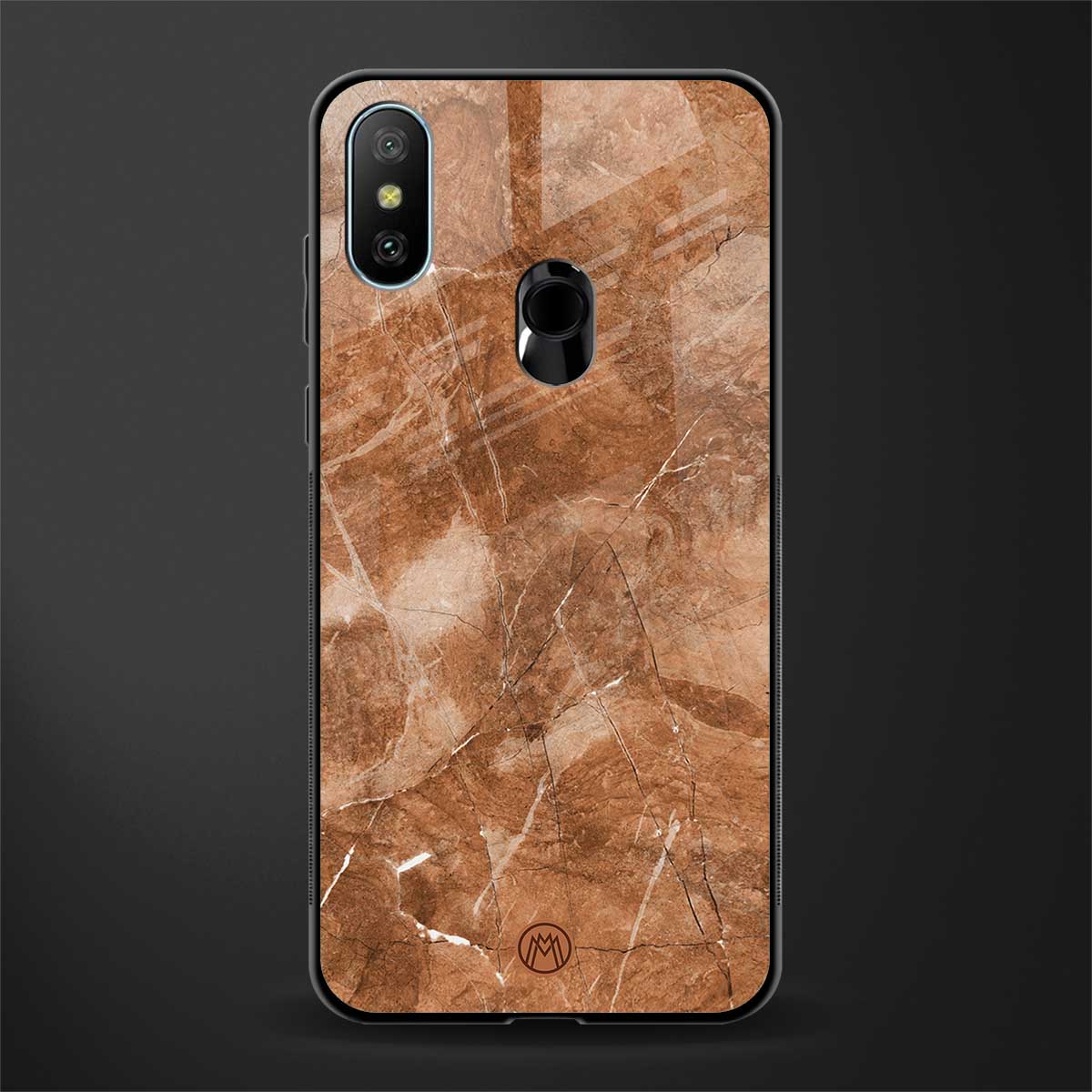 caramel brown marble glass case for redmi 6 pro image
