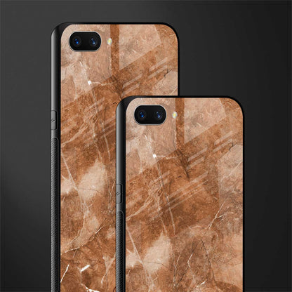 caramel brown marble glass case for oppo a3s image-2