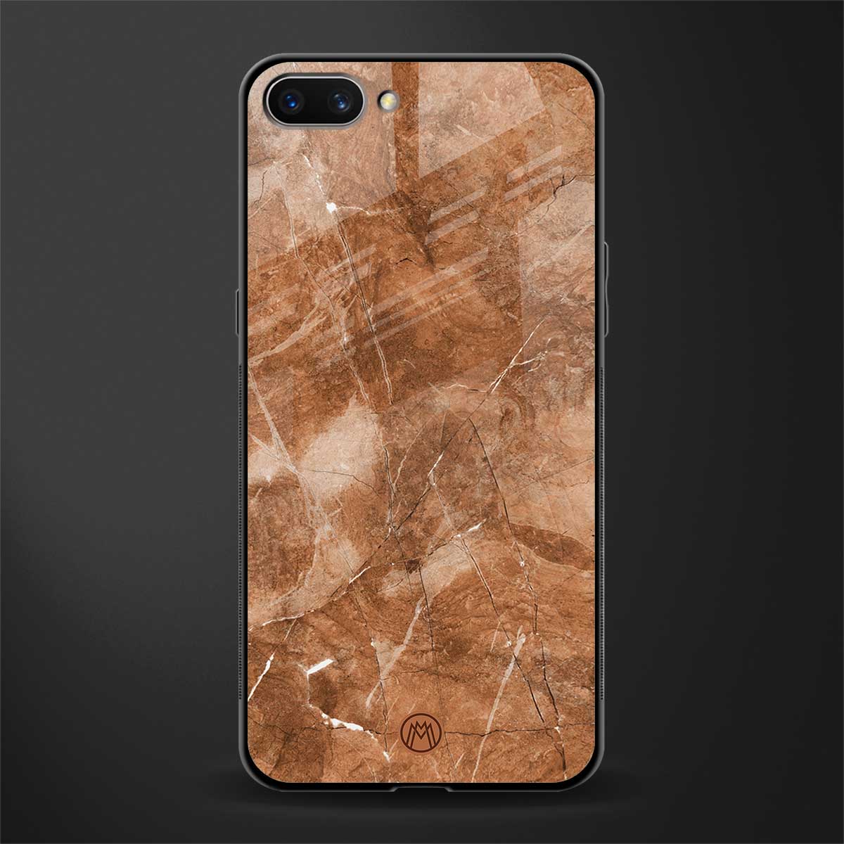 caramel brown marble glass case for oppo a3s image