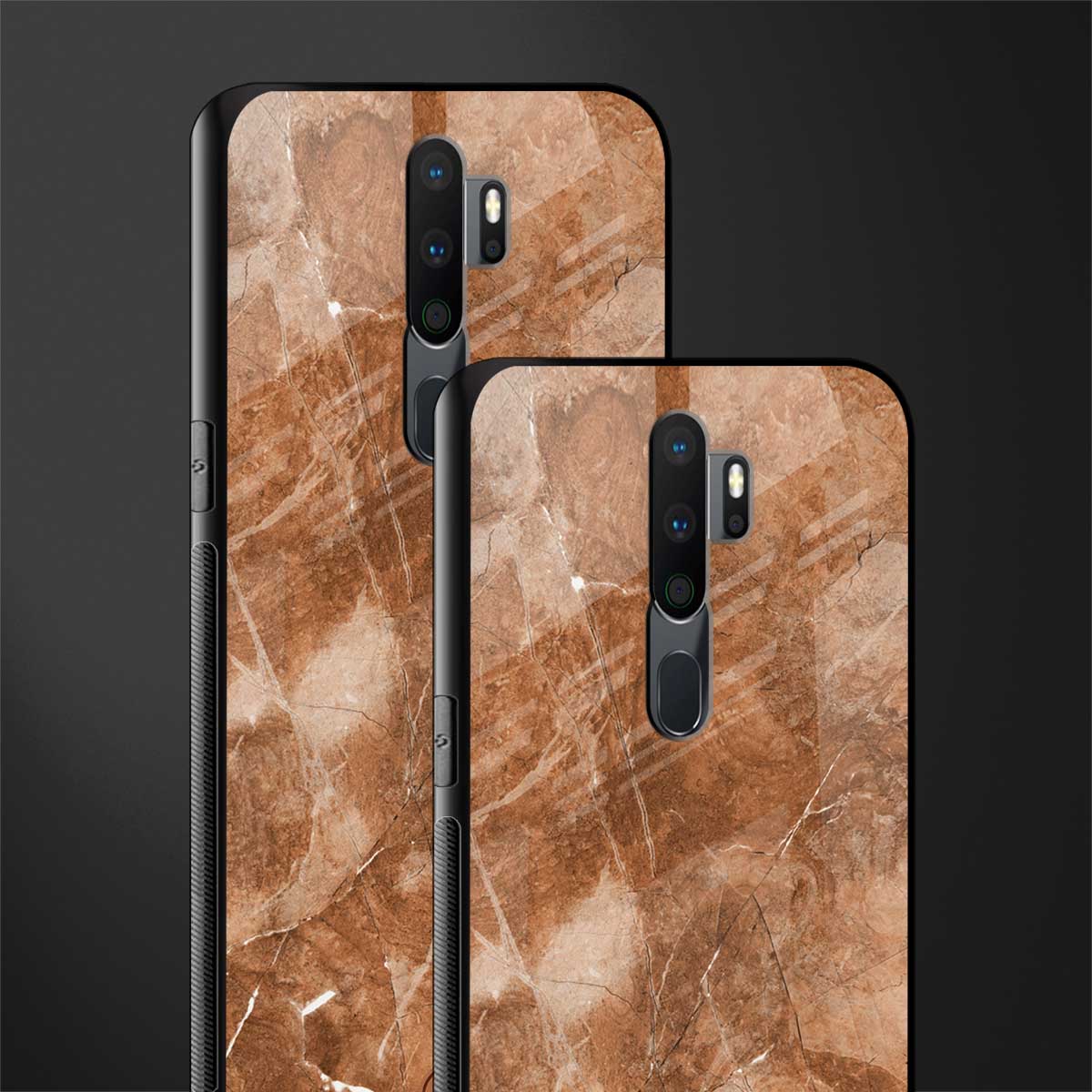 caramel brown marble glass case for oppo a5 2020 image-2