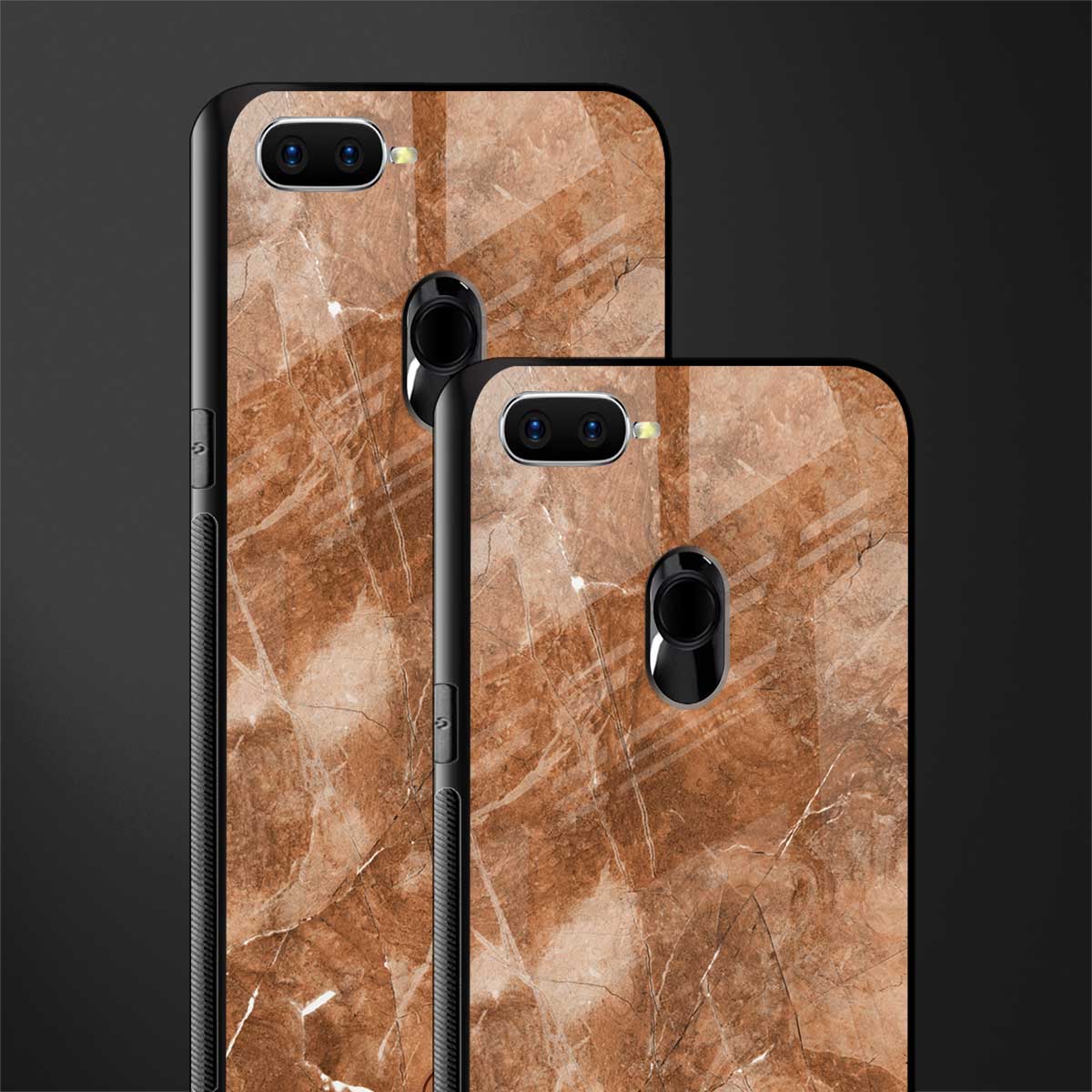 caramel brown marble glass case for oppo a5s image-2