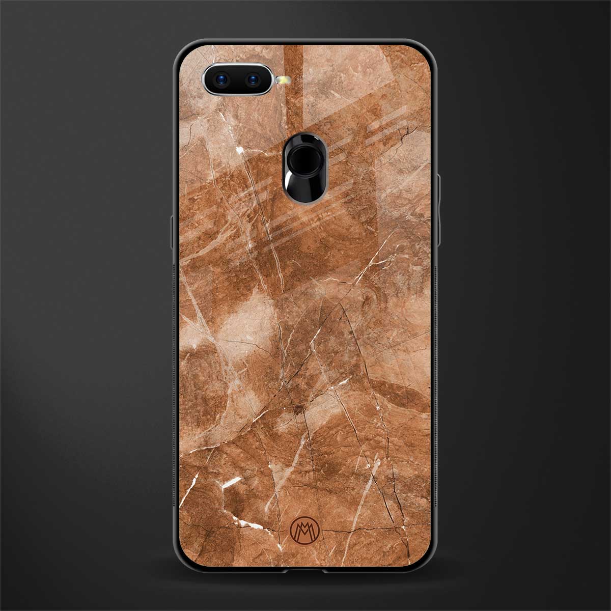 caramel brown marble glass case for oppo a7 image